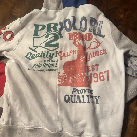 Polo by Ralph Lauren Blue and Cream Graphic Hoodie - Picture 9 of 12